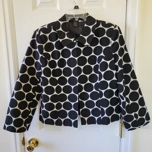 Silkland Petite PL Jacket White‎ &  Black Polka Dot Open Front Short